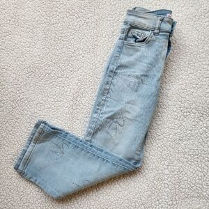 Girls Relaxed/Wide Leg Bow Embellished Jeans Size 8